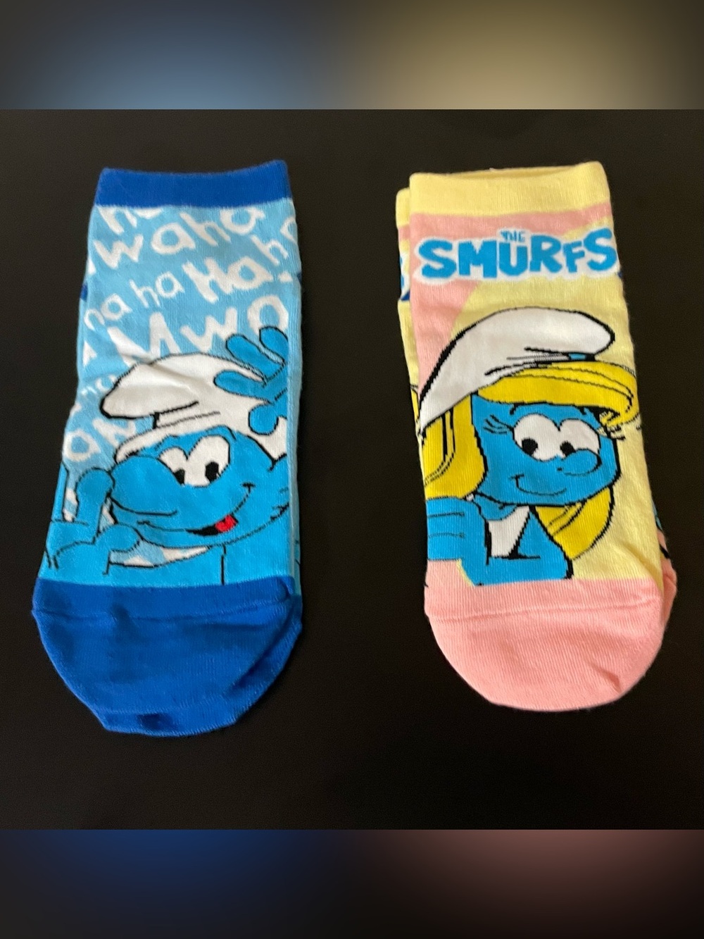 The Smurfs Colorful Character Socks - Blue & Pink Pair